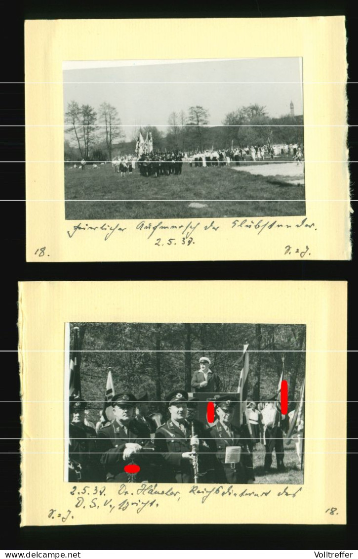 3x Orig. Foto 1937, Berlin Spandau, Aufmarsch D.S.V. Ruderer Musikkorps Wehrmacht ? Uniform Hakenkreuz - Spandau