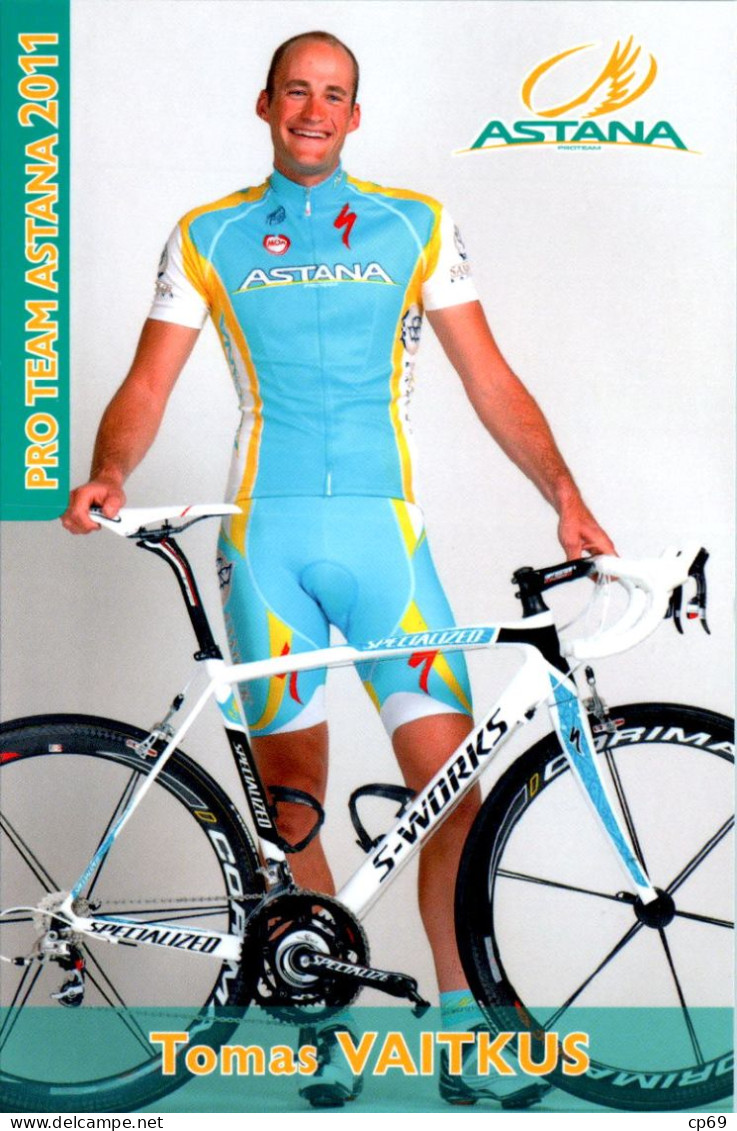 Carte Cyclisme Cycling Ciclismo サイクリング Format Cpm Equipe Cyclisme Pro Team Astana 2011 Tomas Vaitkus Lituanie Sup.Etat - Ciclismo