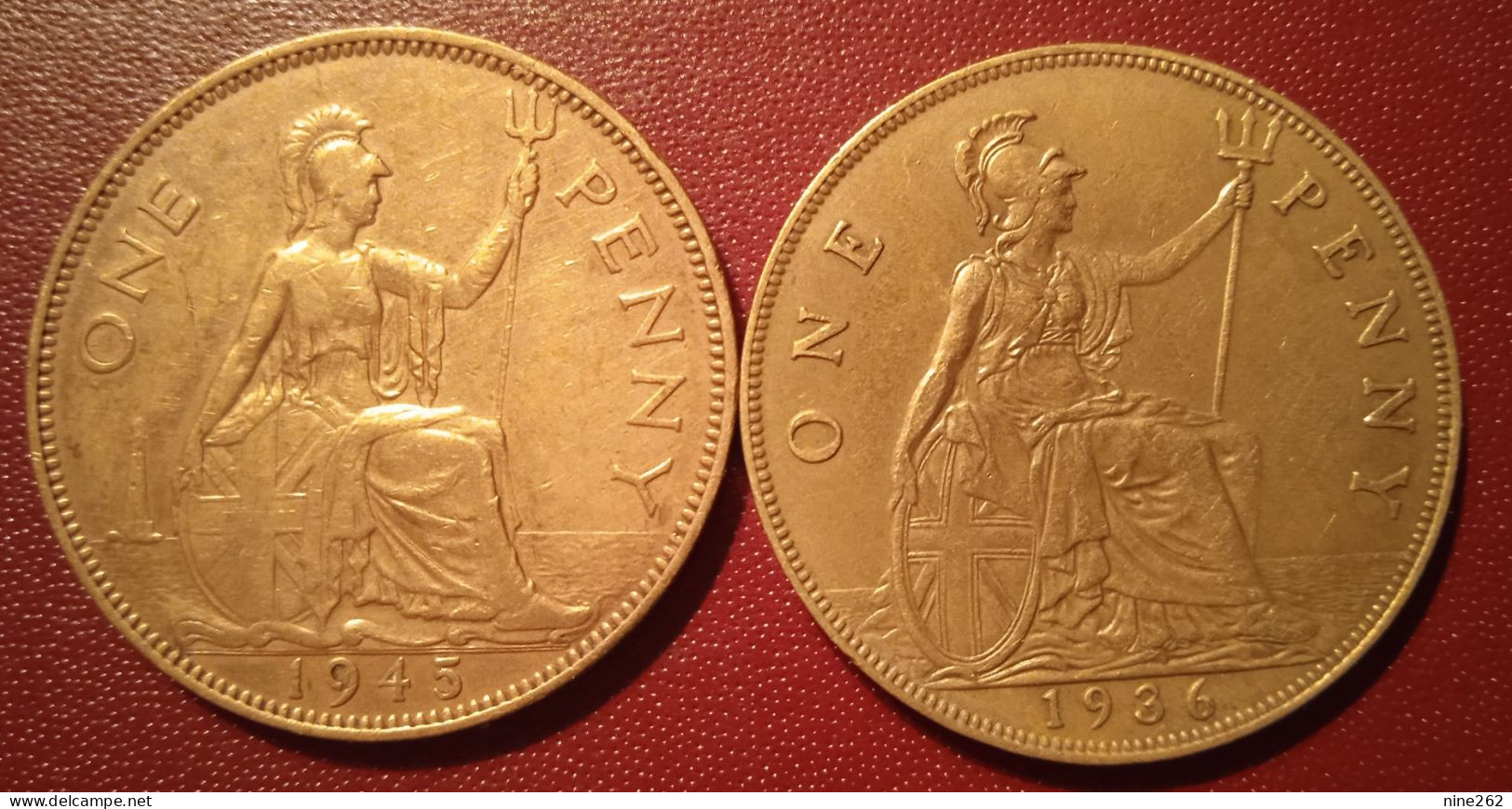 GRANDE BRETAGNE..ONE PENNY....GEORGES V ET GEORGES VI....2 PIECES 1936--1945... - Altri & Non Classificati