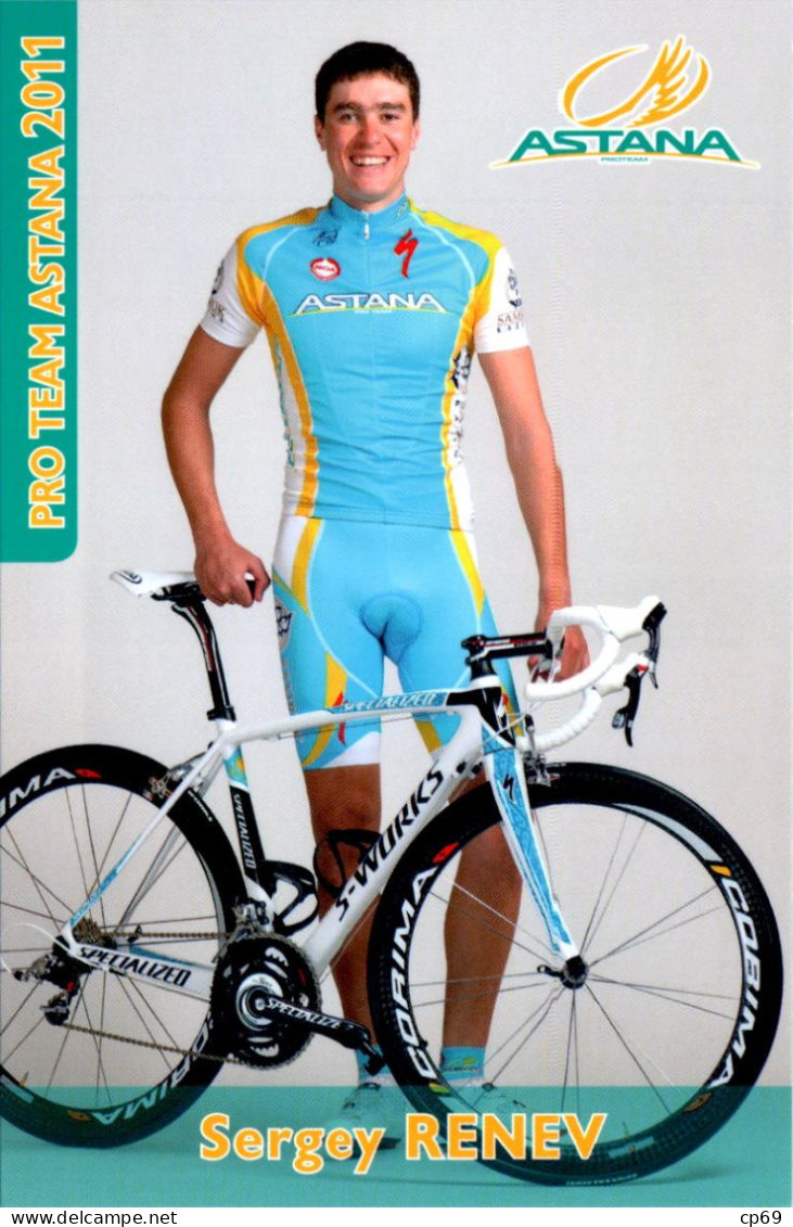 Carte Cyclisme Cycling Ciclismo サイクリング Format Cpm Equipe Cyclisme Pro Team Astana 2011 Sergey Renev Kazakhstan Sup.Etat - Ciclismo