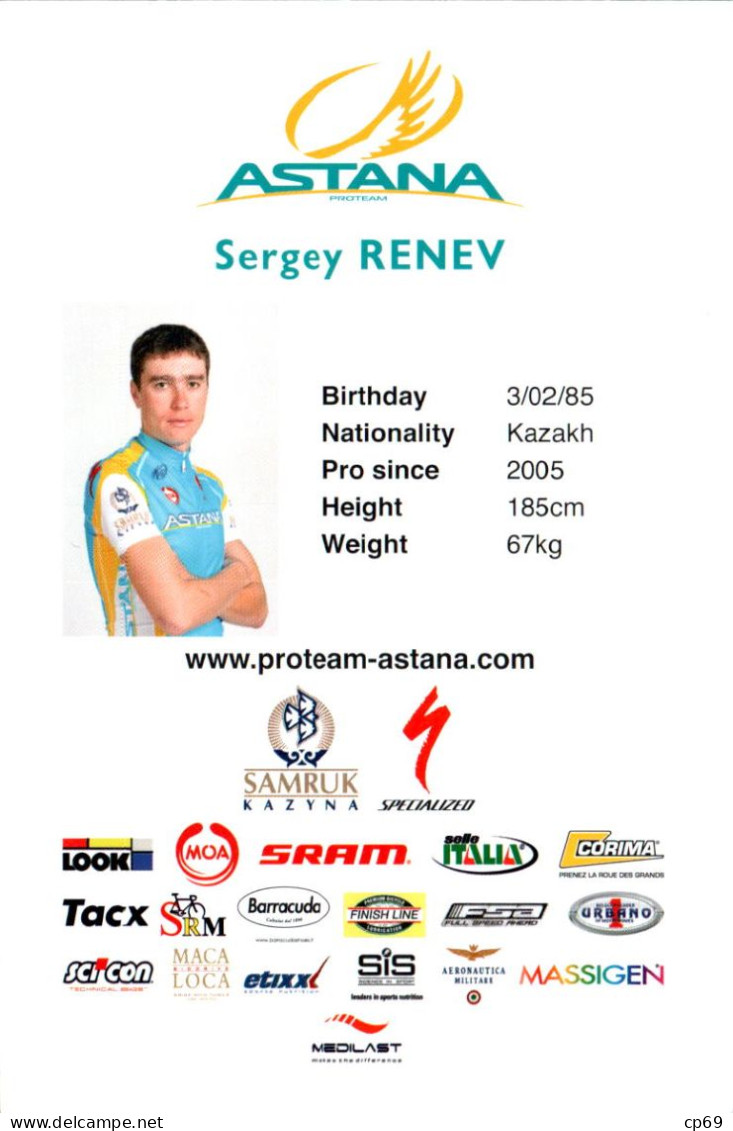 Carte Cyclisme Cycling Ciclismo サイクリング Format Cpm Equipe Cyclisme Pro Team Astana 2011 Sergey Renev Kazakhstan Sup.Etat - Ciclismo