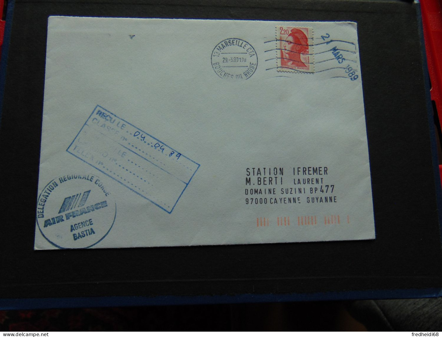 Belle Enveloppe Affranchie à 2,20 Francs Et Comportant Le Timbre De Grève De Bastia De 1989 Au Verso (2 Photos) - Documents