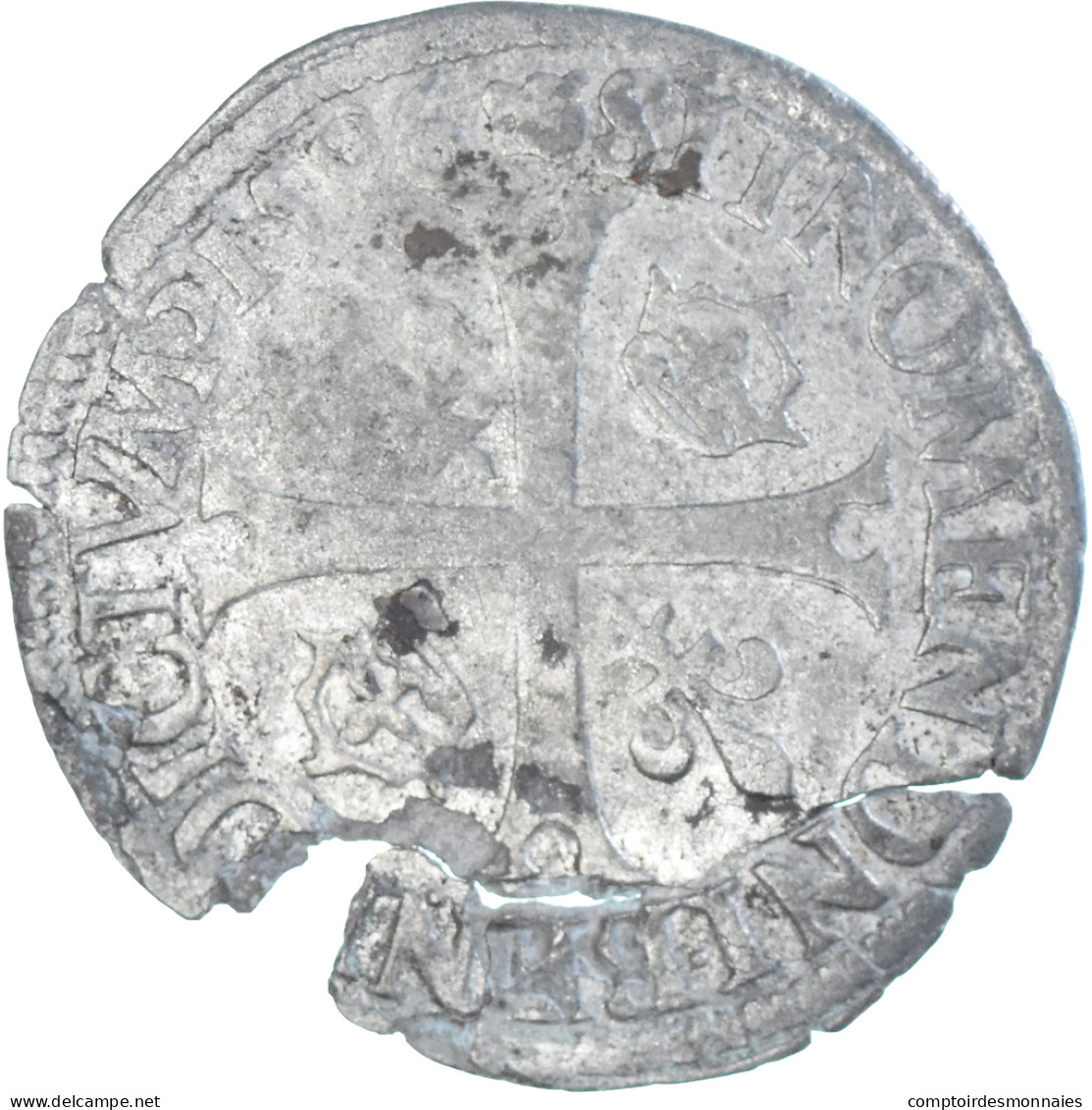 Monnaie, France, Henri IV, Douzain Aux Deux H, 1596, Riom, Broken, TB+, Billon - 1589-1610 Hendrik IV