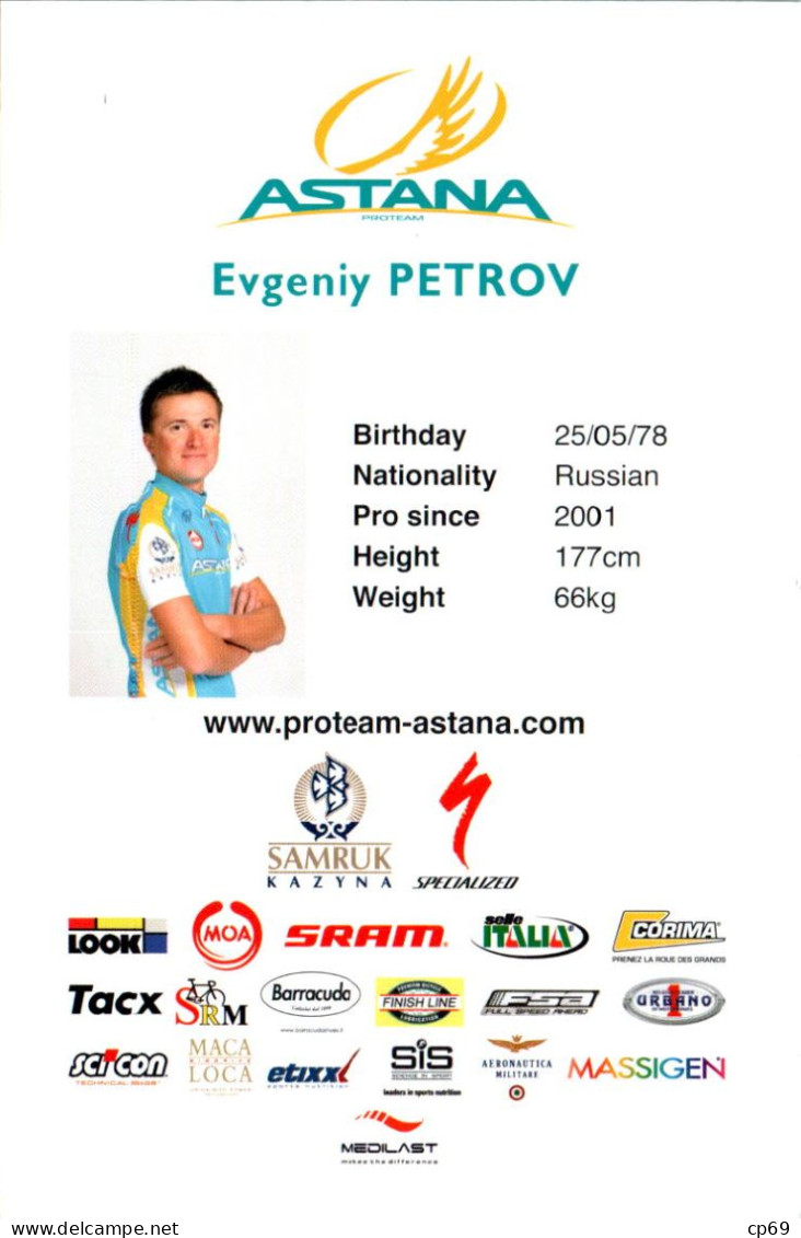 Carte Cyclisme Cycling Ciclismo サイクリング Format Cpm Equipe Cyclisme Pro Team Astana 2011 Evgeniy Petrov Russie Sup.Etat - Cyclisme