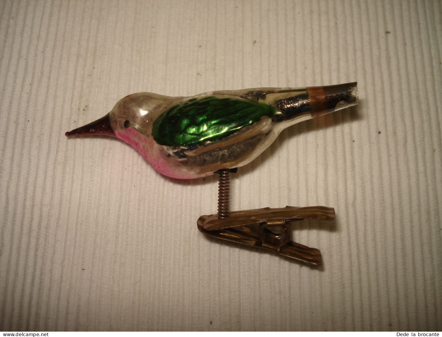 O8 / 6 Anciennes Décorations Pour Sapin De Noël  - Verre Peint- Oiseaux + Pipes - Decorative Items