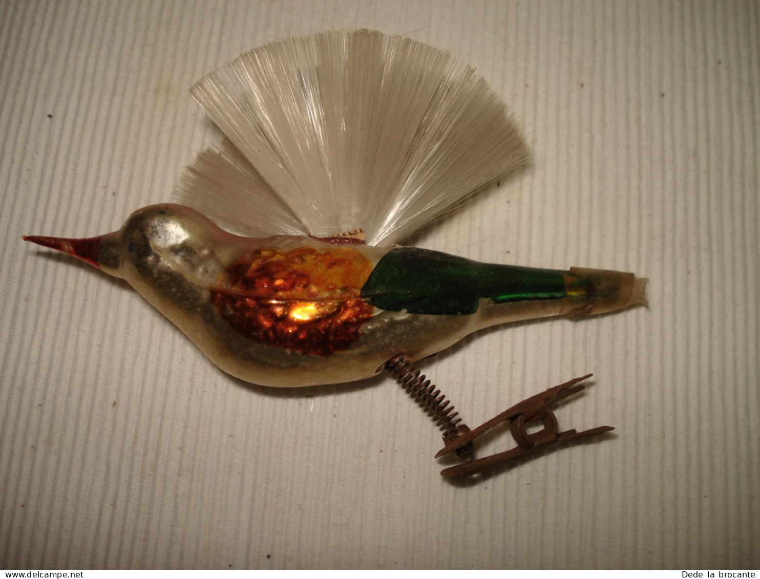 O8 / 6 Anciennes Décorations Pour Sapin De Noël  - Verre Peint- Oiseaux + Pipes - Decorazioni Natalizie