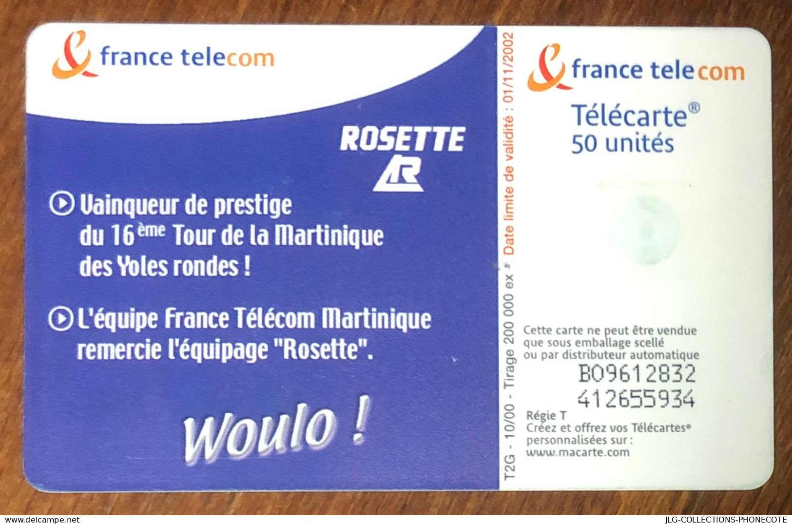 MARTINIQUE YOLE VOILE TELECARTE REF PHONECOTE F1094 TELEFONKARTE SCHEDA TARJETA PHONECARD PREPAID PREPAYÉE CALLING CARD - 2000