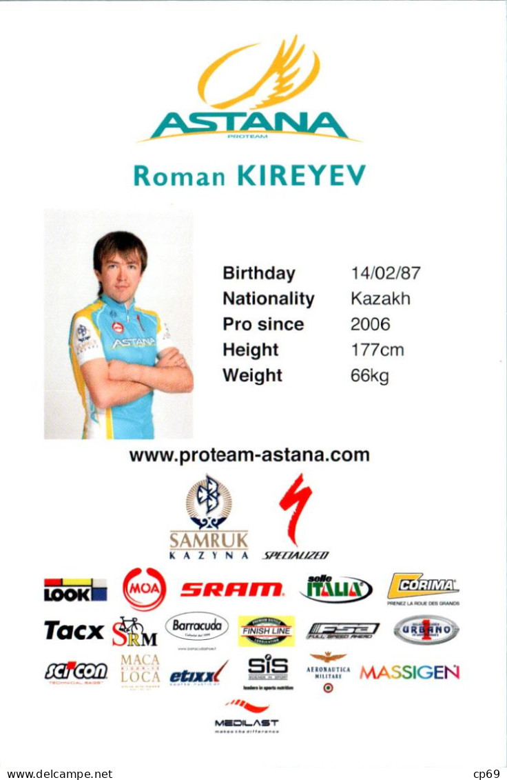 Carte Cyclisme Cycling Ciclismo サイクリング Format Cpm Equipe Cyclisme Pro Team Astana 2011 Roman Kireyev Kazakhstan Sup.E - Ciclismo