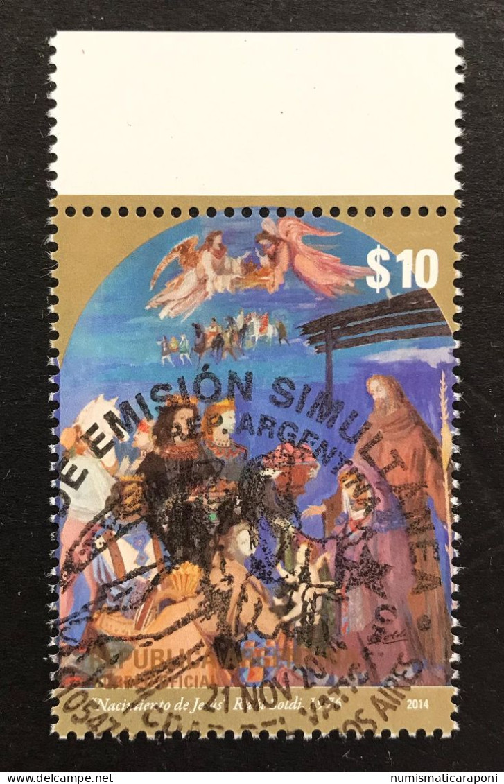 ARGENTINA 2014 10 $ Timbtato NATALE CONGIUNTA Con Vaticano Fra.739 Bis - Used Stamps