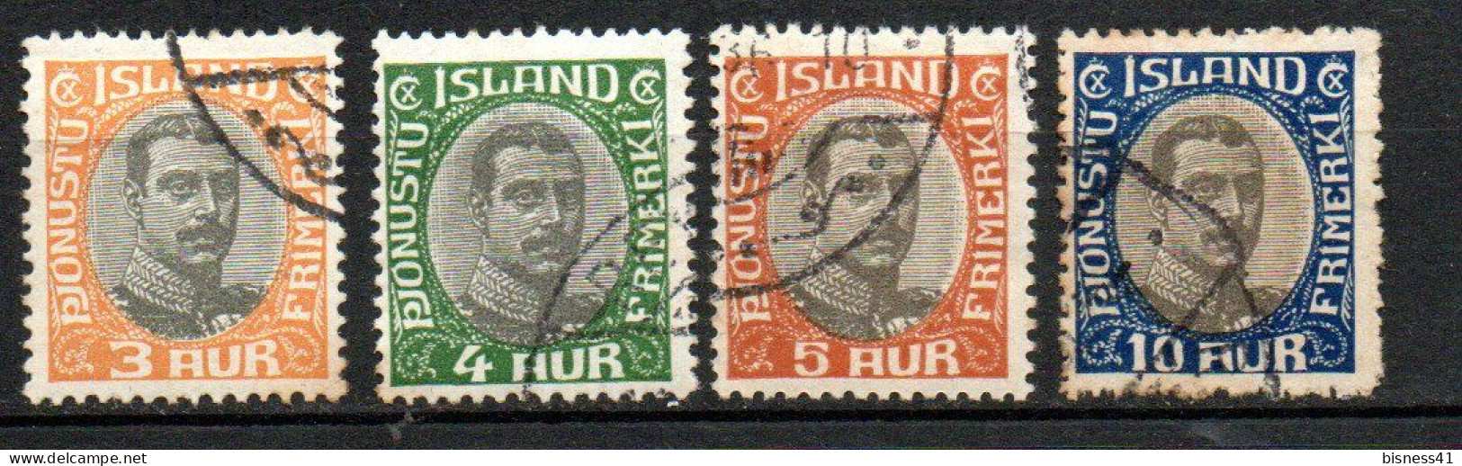 Col33 Islande Iceland Island Service 1920  N° 33 à 36  Oblitéré  Cote : 8,50€ - Servizio