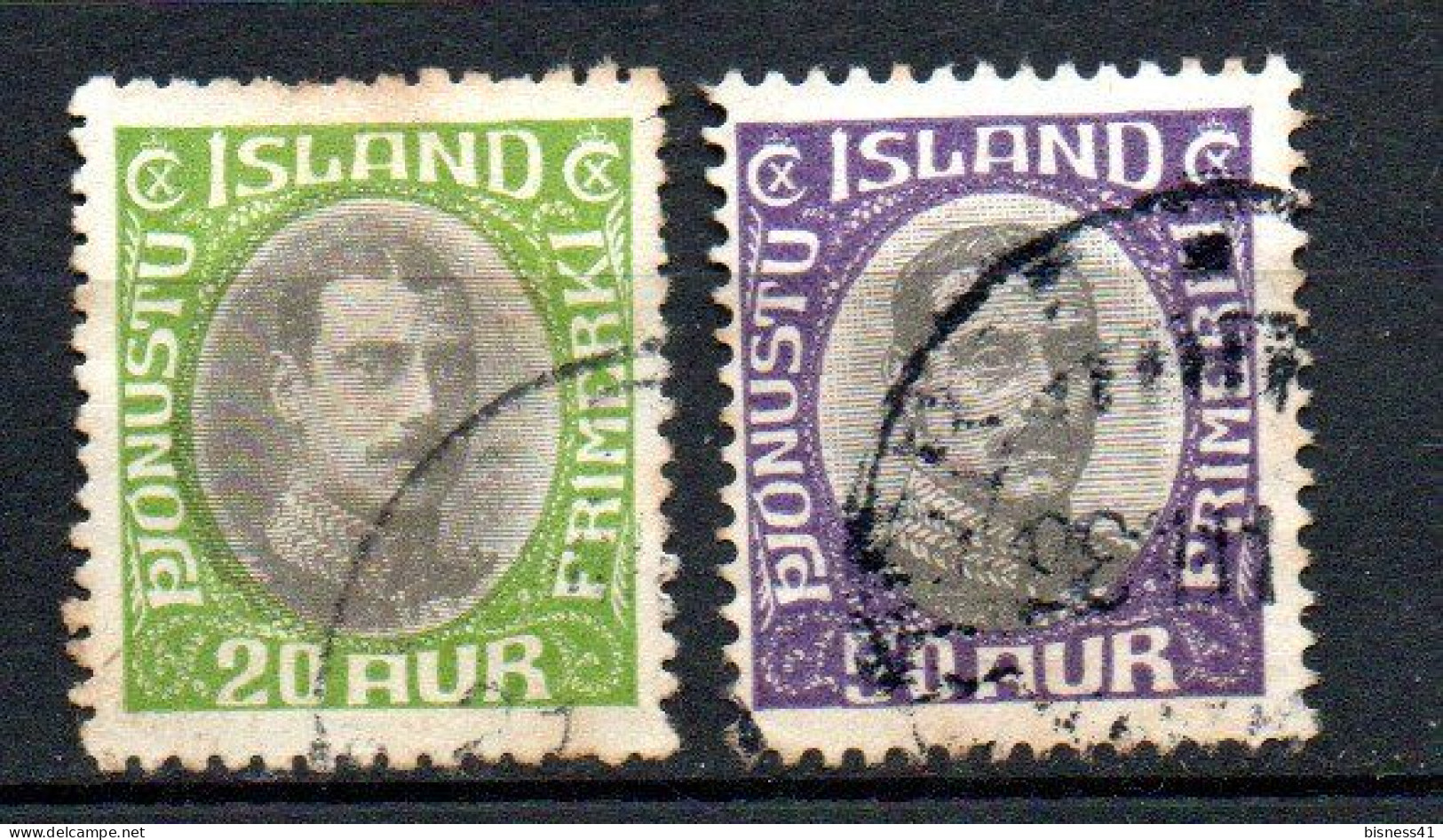 Col33 Islande Iceland Island Service 1920  N° 38 & 39  Oblitéré  Cote : 6,00€ - Servizio