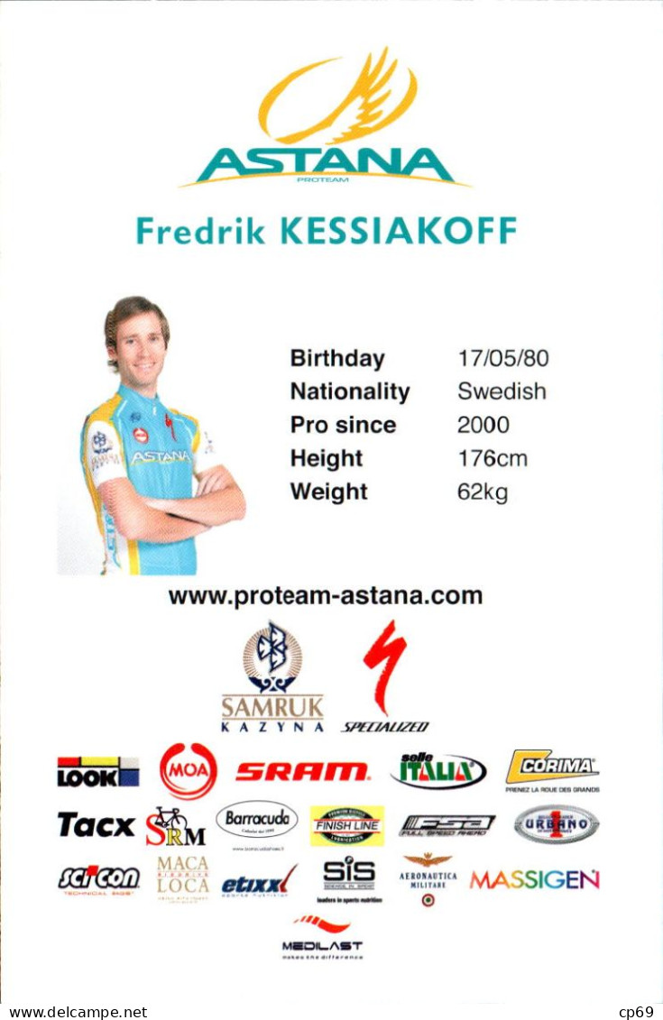 Carte Cyclisme Cycling Ciclismo サイクリング Format Cpm Equipe Cyclisme Pro Team Astana 2011 Fredrik Kessiakoff Suède Sup.Etat - Ciclismo