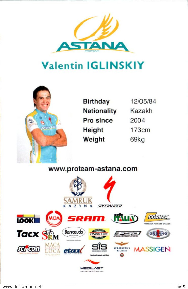 Carte Cyclisme Cycling Ciclismo サイクリング Format Cpm Equipe Cyclisme Pro Team Astana 2011 Valentin Iglinskiy Kazakhstan - Ciclismo