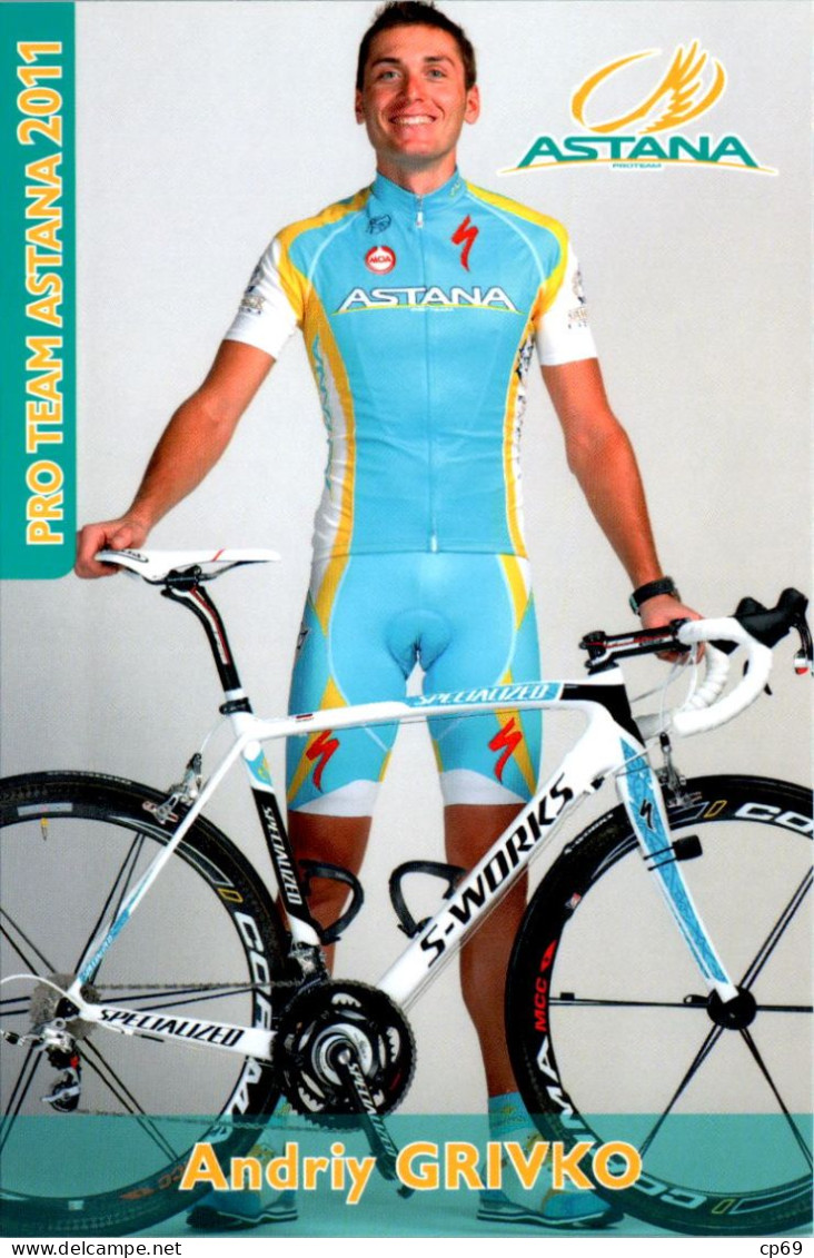 Carte Cyclisme Cycling Ciclismo サイクリング Format Cpm Equipe Cyclisme Pro Team Astana 2011 Andriy Grivko Ukraine Sup.Etat - Cyclisme