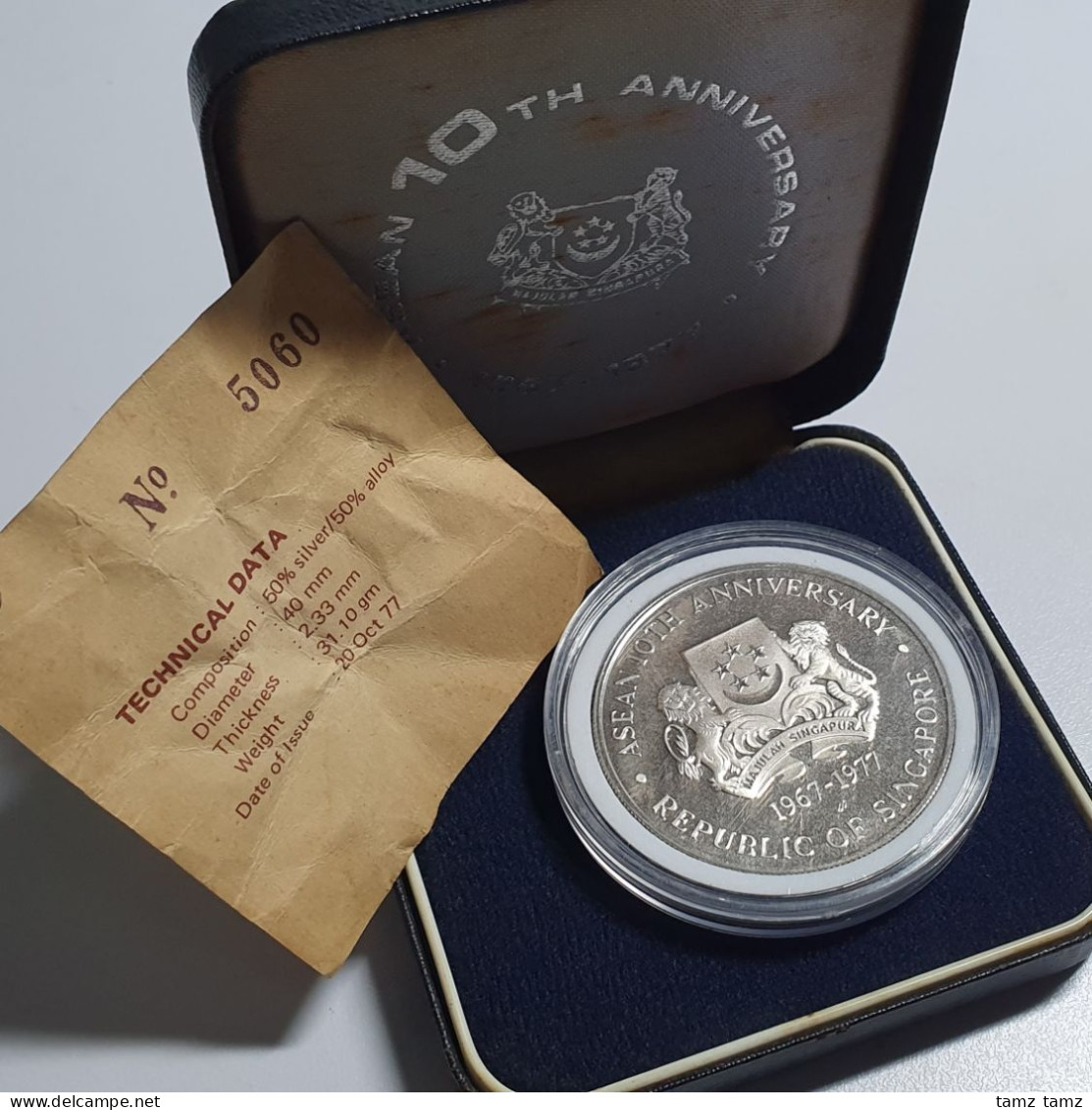 Singapore 10 Dollars Comm. 10th Anniversary Of ASEAN 1977 Silver Coin Incl. Box - Singapore