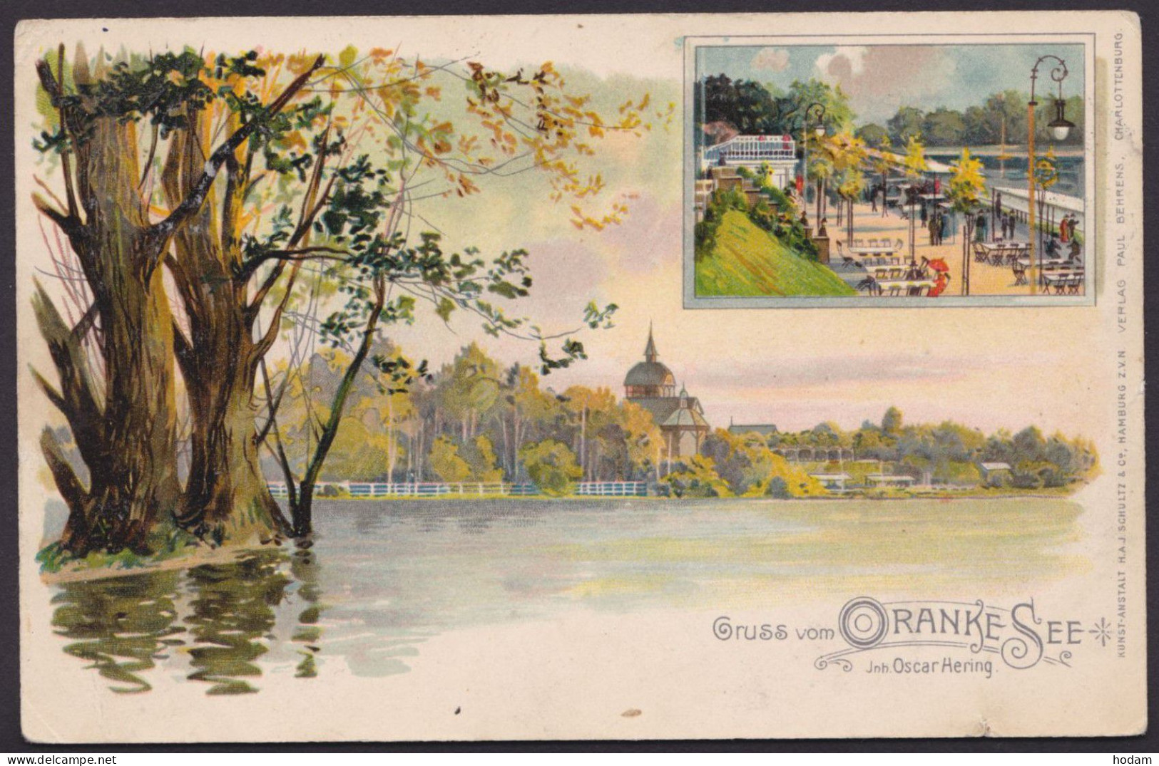 "Berlin-Hohenschönhausen", Wirtshaus Am Orankesee, Farb-Litho, 1907 Gelaufen - Hohenschoenhausen