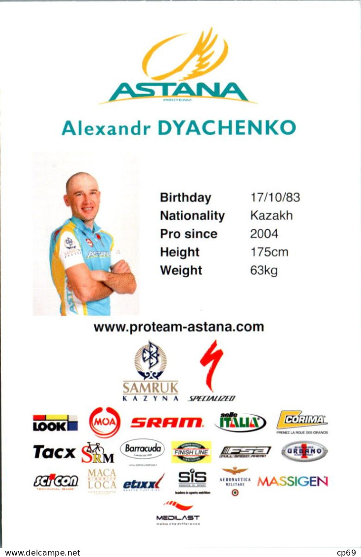 Carte Cyclisme Cycling Ciclismo サイクリング Format Cpm Equipe Cyclisme Pro Team Astana 2011 Alexandr Dyachenko Kazakhstan - Ciclismo