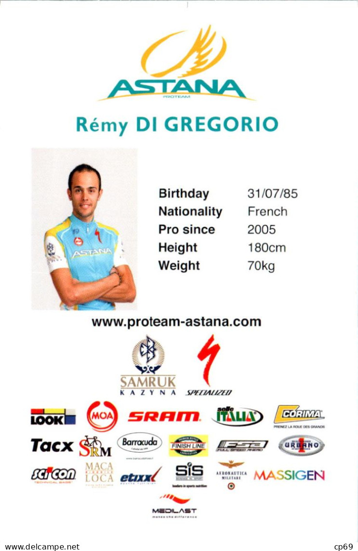 Carte Cyclisme Cycling Ciclismo サイクリング Format Cpm Equipe Cyclisme Pro Team Astana 2011 Rémy Di Gregorio France Sup.Etat - Ciclismo