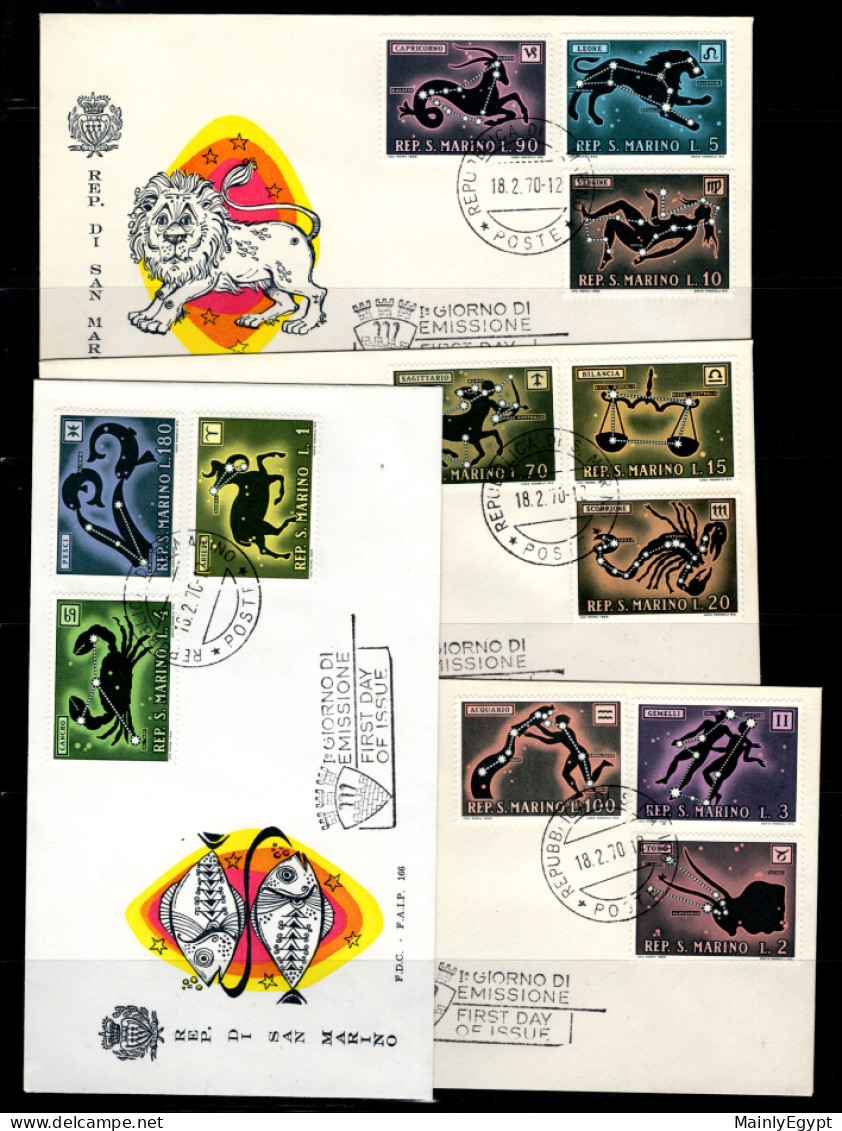 SAN MARINO - 1970 4 XFDC - Mi.942-953 Zodiac  (BB031) - Cartas & Documentos