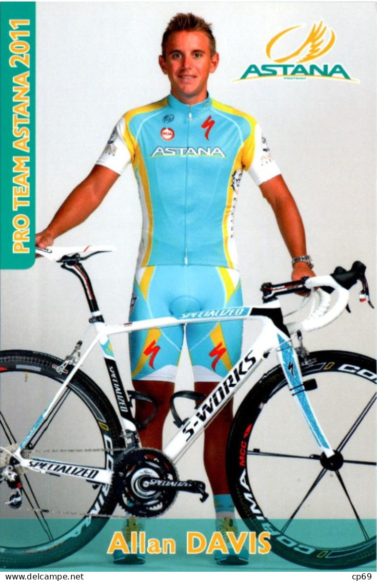 Carte Cyclisme Cycling Ciclismo サイクリング Format Cpm Equipe Cyclisme Pro Team Astana 2011 Allan Davis Australie Sup.Etat - Ciclismo