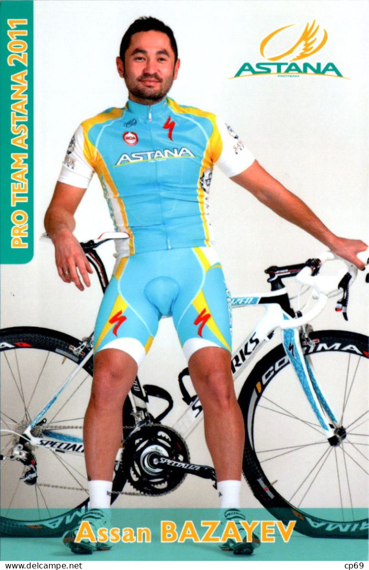 Carte Cyclisme Cycling Ciclismo サイクリング Format Cpm Equipe Cyclisme Pro Team Astana 2011 Assan Bazayev Kazakhstan Sup.Etat - Ciclismo