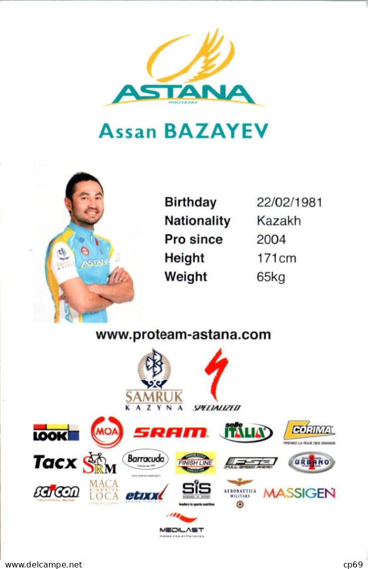 Carte Cyclisme Cycling Ciclismo サイクリング Format Cpm Equipe Cyclisme Pro Team Astana 2011 Assan Bazayev Kazakhstan Sup.Etat - Ciclismo