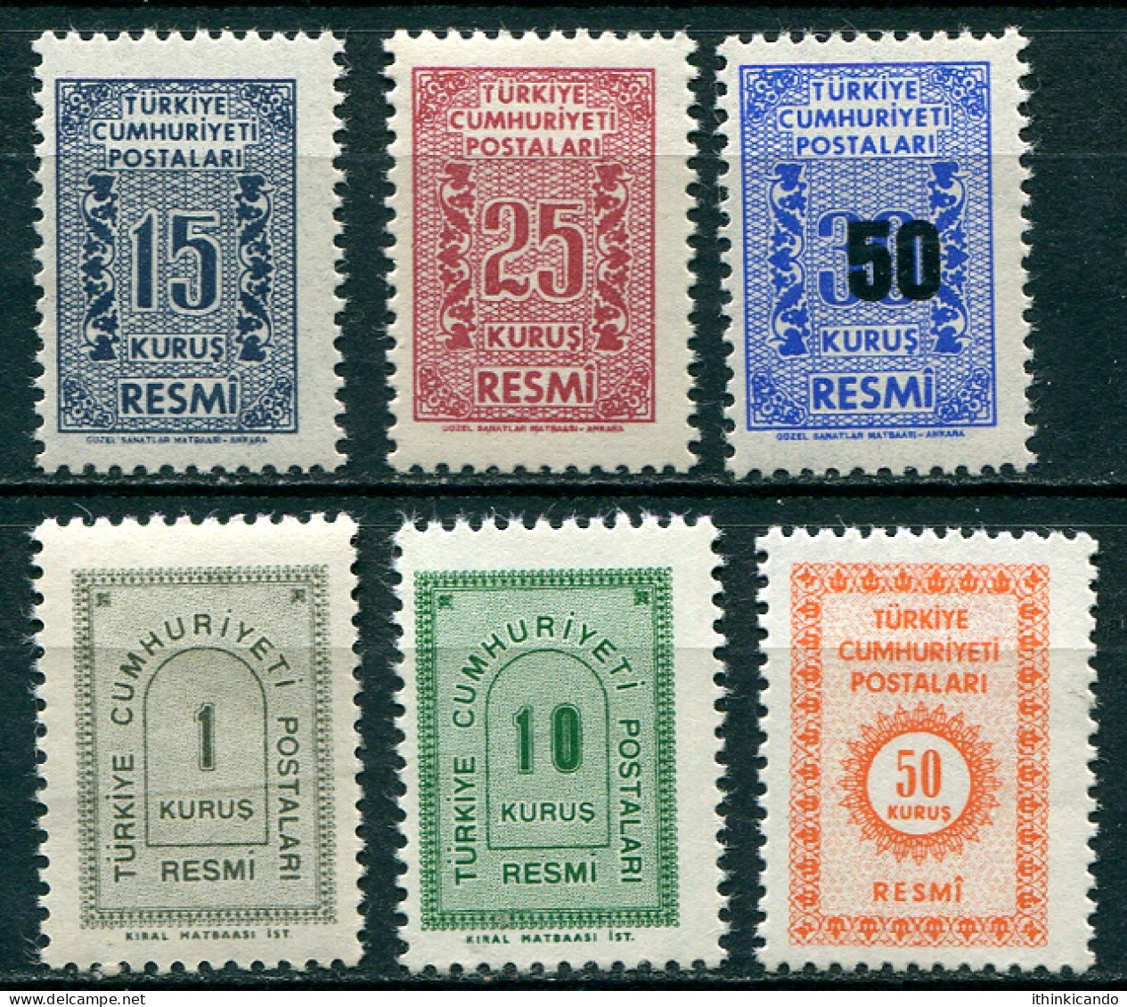 Turkey Officials SC O79,O80,O82,O84,O86,O100 MNH - Official Stamps