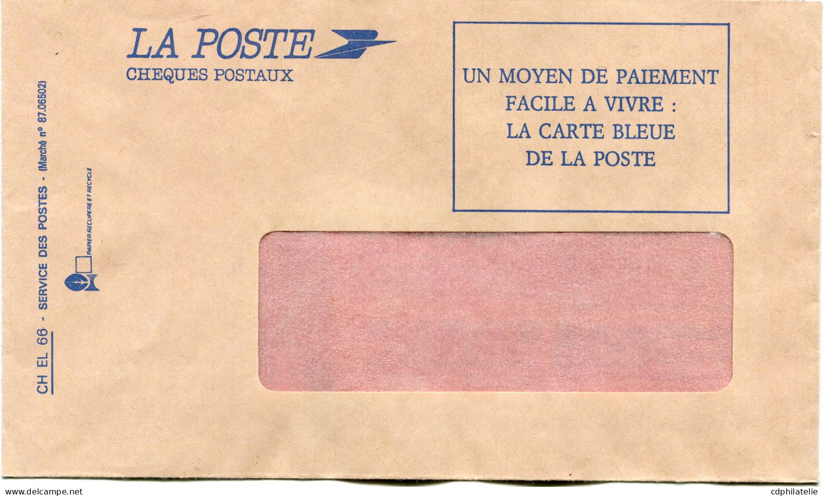 FRANCE ENVELOPPE DES CHEQUES POSTAUX AVEC AU DOS REPIQUAGE PUBLICITAIRE THEME " VERRE " - Verres & Vitraux