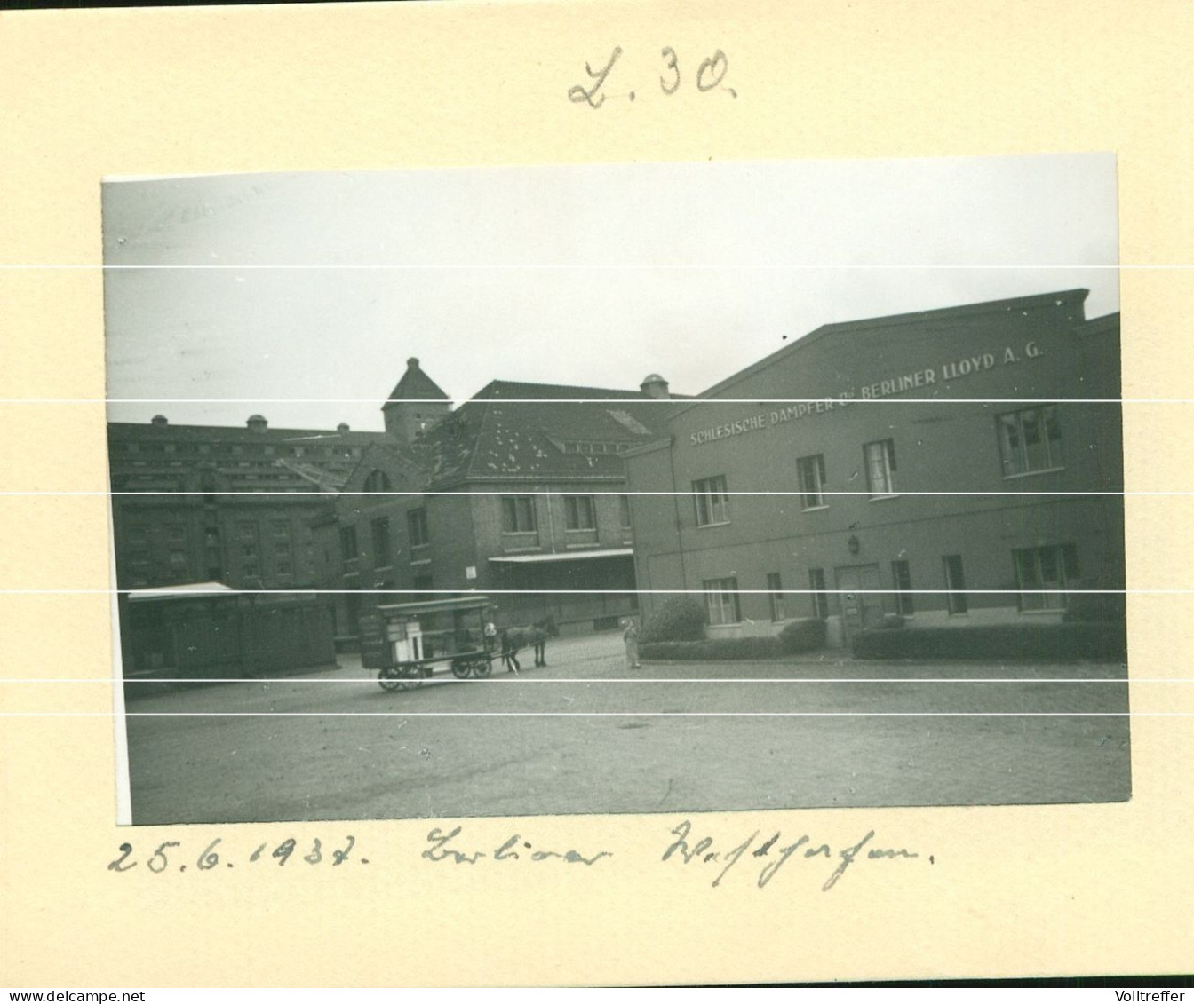 2x Orig. Foto Mai 1937, Berliner Westhafen, Hafen Gebäude, Pferdekutsche , Schlesische Dampfer Co. Berliner Lloyd  AG - Wedding