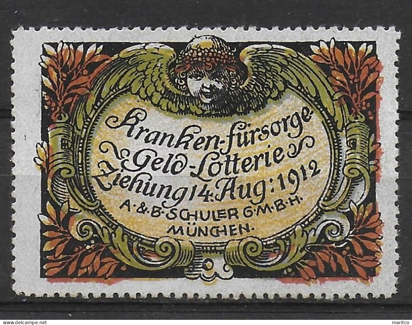 Bayern 1912 Geld Lotterie München Werbemarke Propaganda Spendenmarke Cinderella - Vignettes De Fantaisie