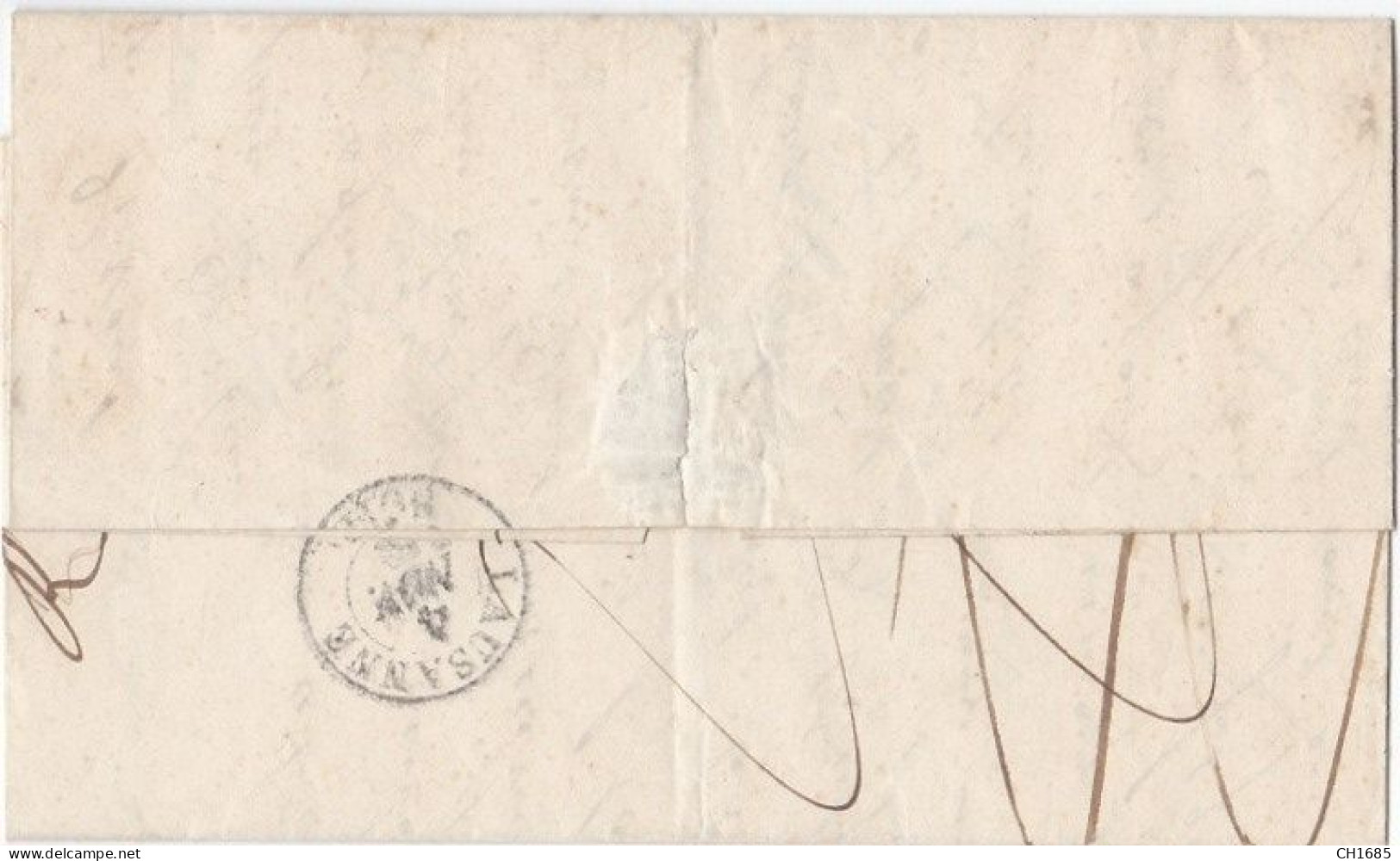 Suisse Helvétia 5 Rappen Sur Lettre Cachet Lausanne Soir De 1858 - Storia Postale