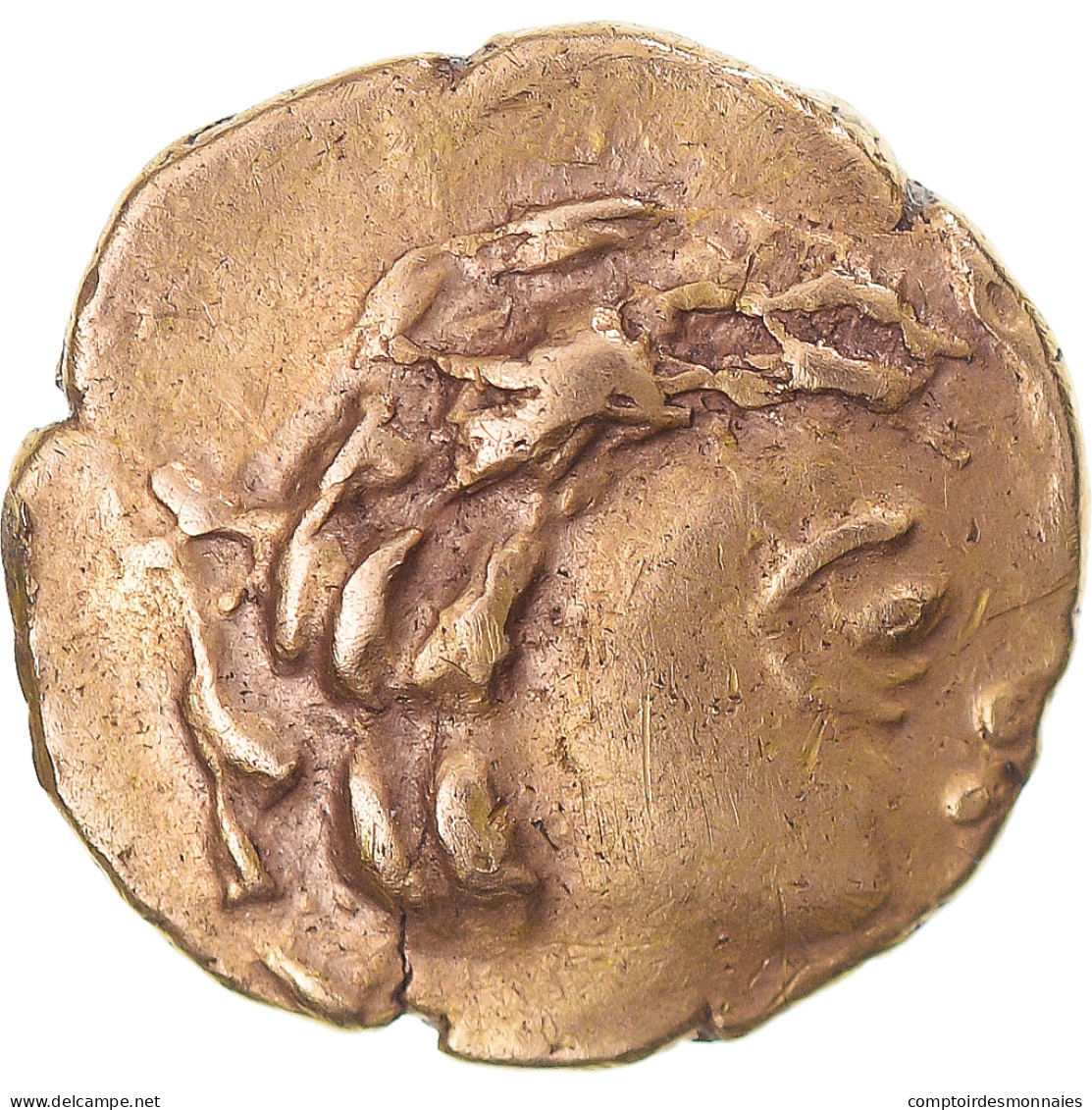 Monnaie, Aulerques Cenomans, 1/4 Statère Au Cheval Androcéphale Et Au - Celtic