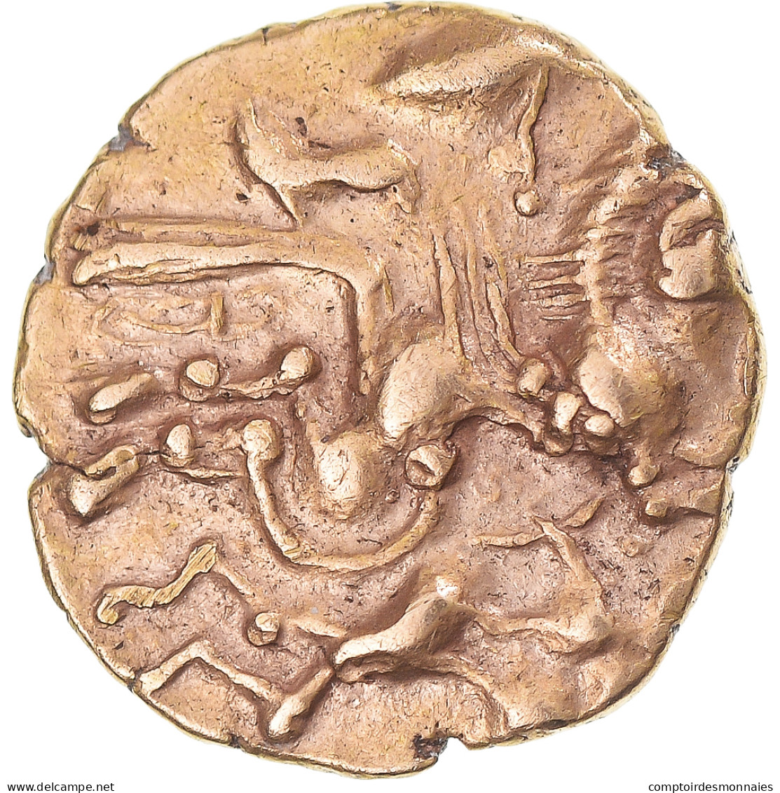 Monnaie, Aulerques Cenomans, 1/4 Statère Au Cheval Androcéphale Et Au - Celtic