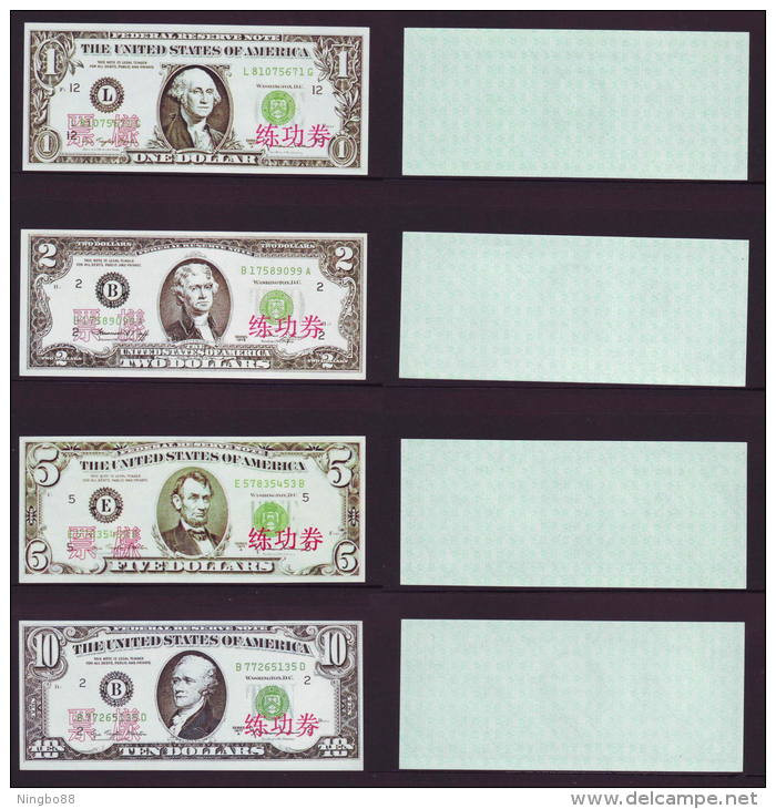 China BOC Bank (Bank Of China) Training/test Banknote,United States A Series 7 Different Dollars Specimen Overprint - Collections