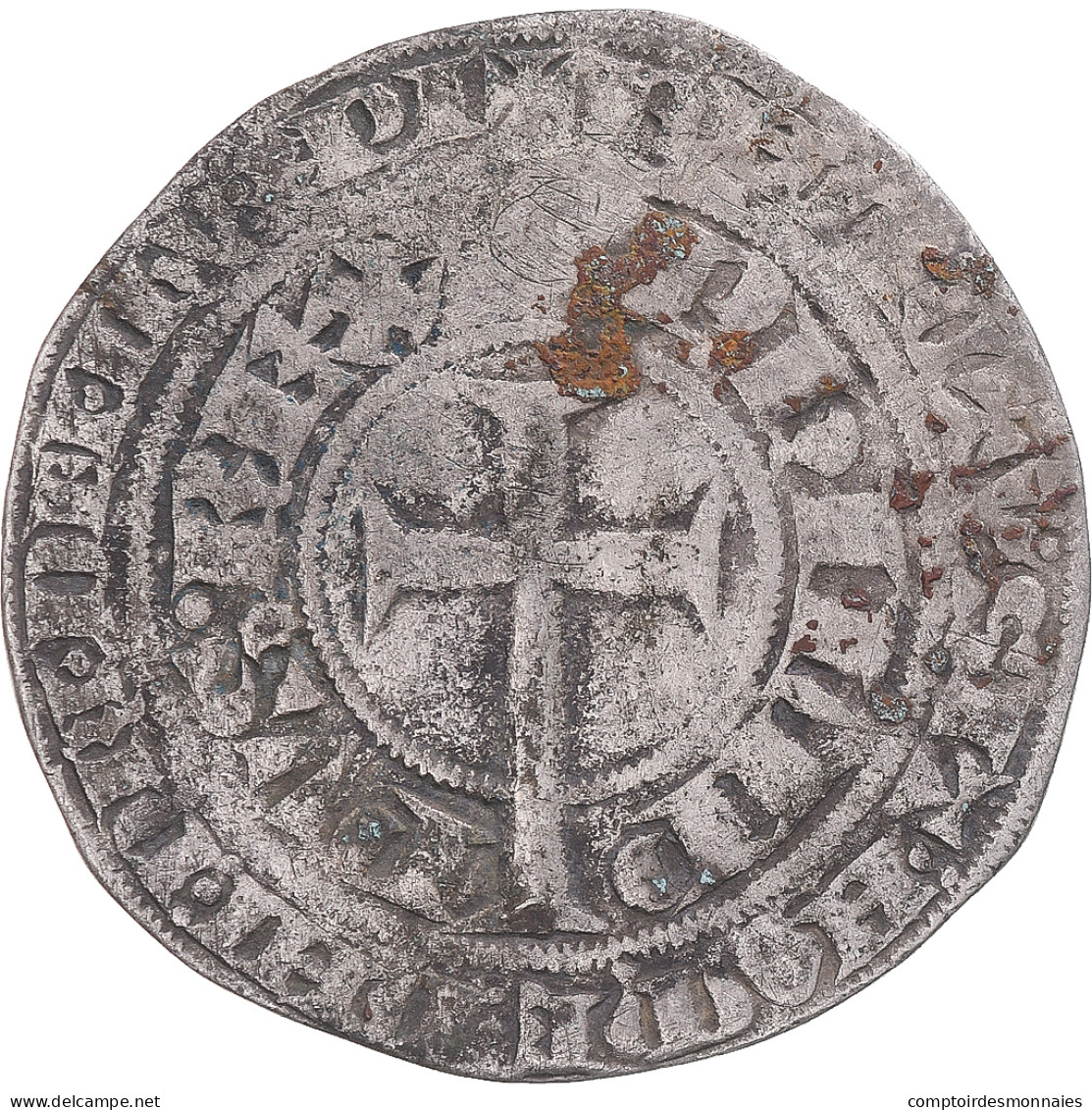 Monnaie, France, Philippe VI, Gros à La Queue, 1348-1350, TB+, Billon - 1328-1350 Philippe VI Le Fortuné