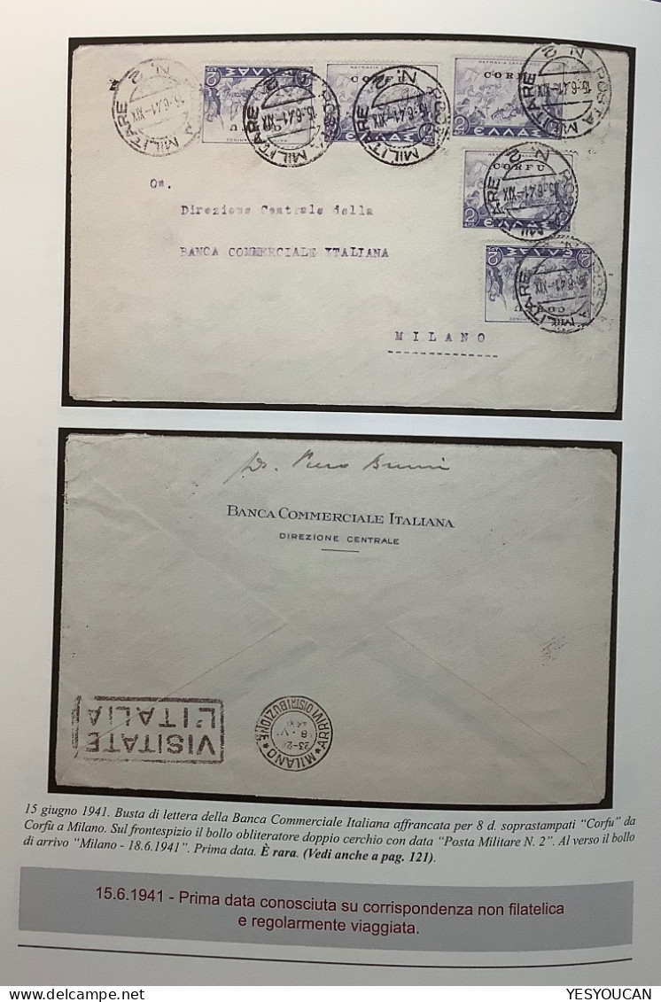 ITALIA OCCUPAZIONE MILITARE ITALIANA ISOLE IONIE CORFU1941cover (lettera Greece Ionian Islands Italian Occupation Corfou - Corfù