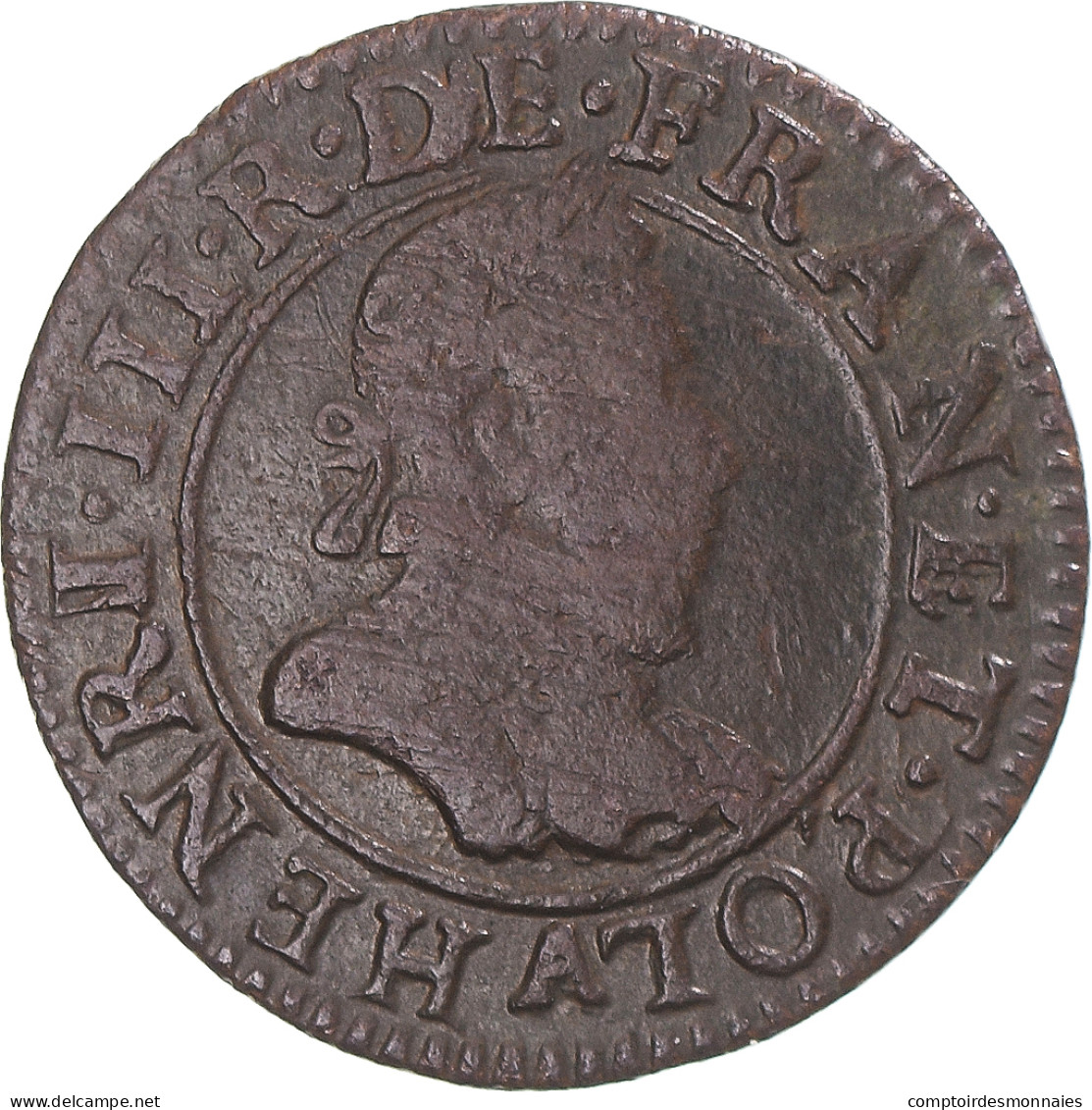 Monnaie, France, Henri III, Double Tournois, 1587, Paris, TB+, Cuivre - 1574-1589 Enrico III