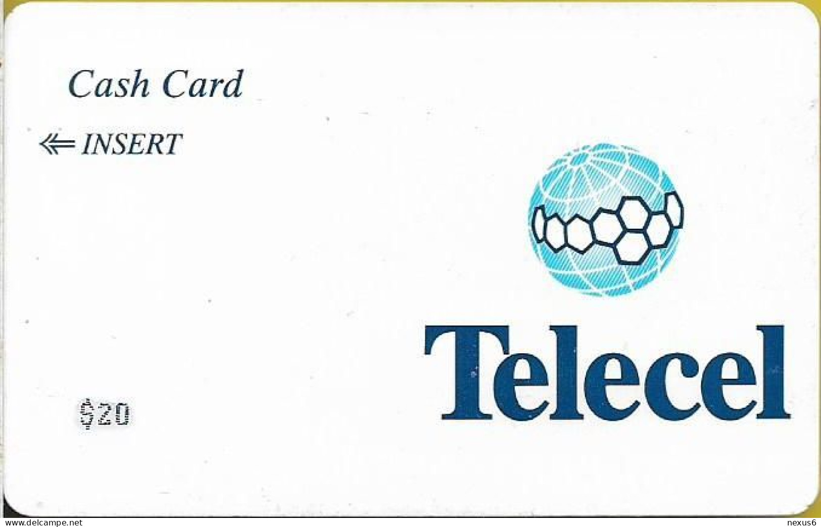 Congo Republic (Kinshasa) - Telecel - Telecel Cash Card $20 (Small Value), Magnetic 20$, Used - Kongo