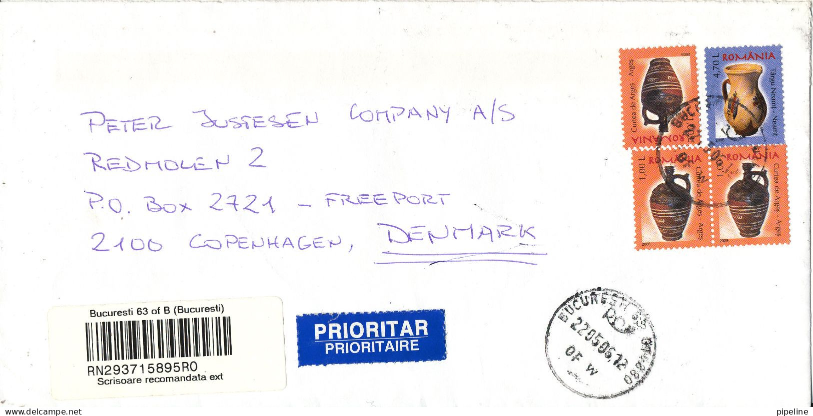 Romania Registered Air Mail Cover Sent To Denmark 12-6-2005 Topic Stamps (from The Embassy Of Brazil Bucharest) - Storia Postale