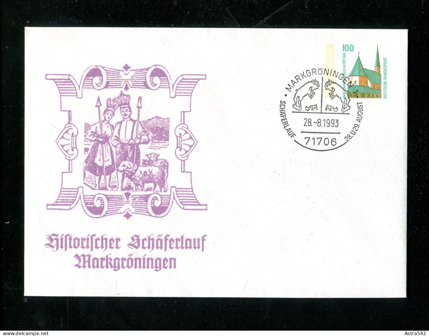 "BUNDESREPUBLIK DEUTSCHLAND" 1993, Privatganzsachenumschlag "Schaeferlauf Markgroeningen", SSt. (17668) - Private Covers - Used