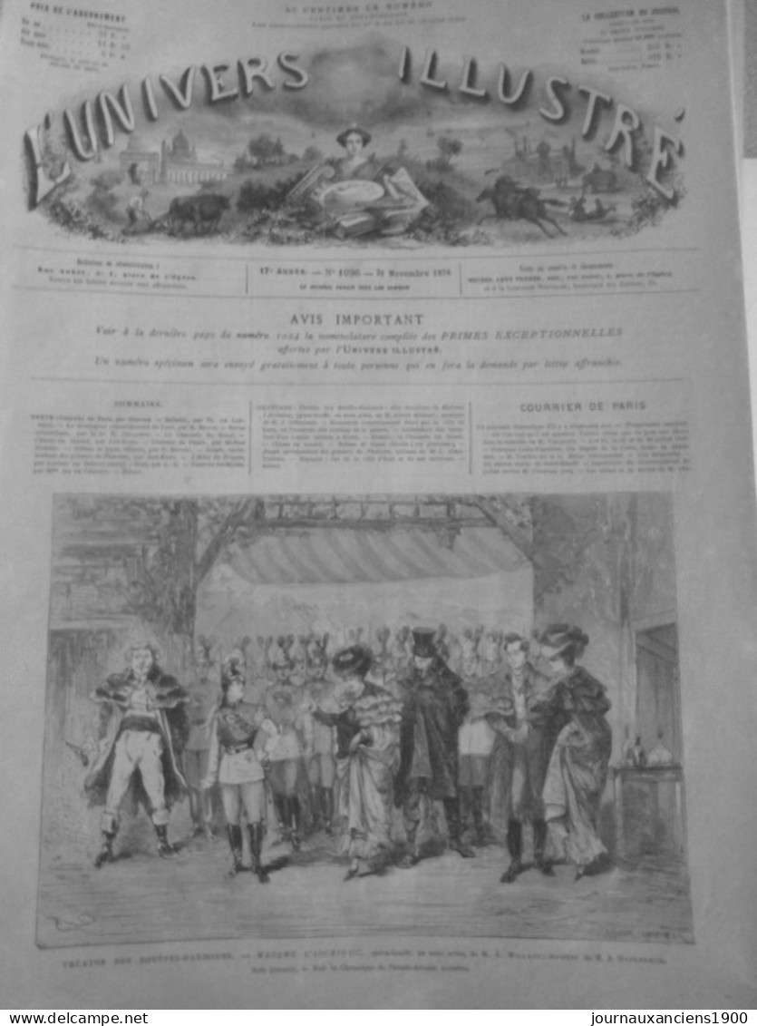 1867 1874 OFFENBACH ROBINSON CRUSOE & MME ARCHIDUC    2 JOURNAUX ANCIENS - Other & Unclassified