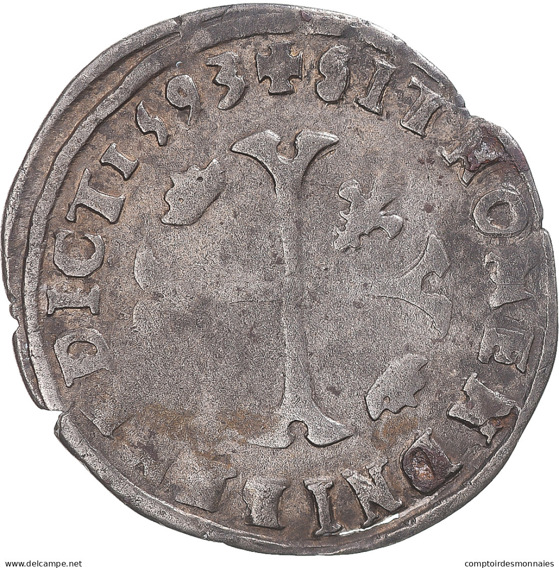 Monnaie, France, Henri IV, Douzain Aux 2 H Couronnés, 1593, Clermont, TB+ - 1589-1610 Henri IV Le Vert-Galant