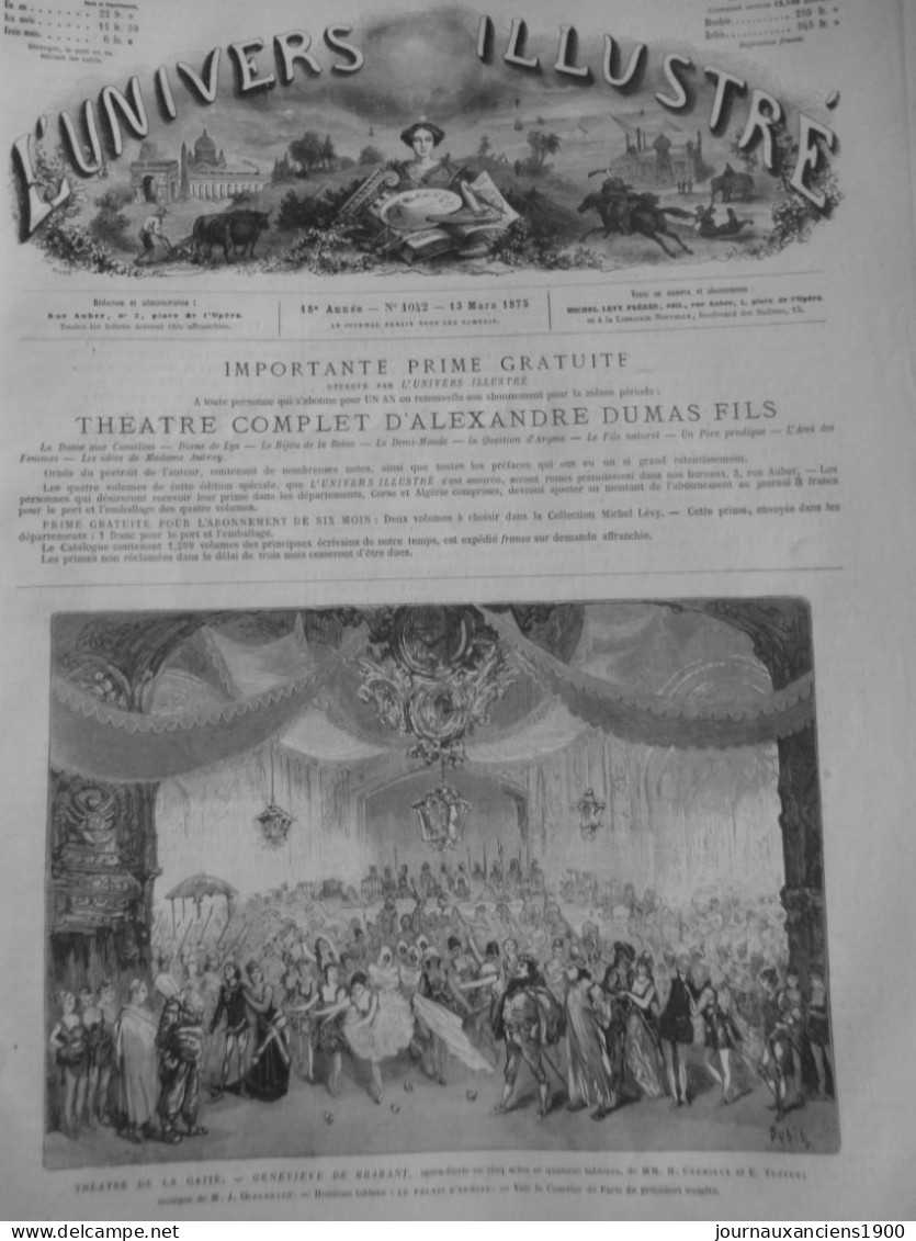 1866 1875 OFFENBACH BARBE BLEUE & GENEVIEVE DE BRABANT 2 JOURNAUX ANCIENS - Other & Unclassified