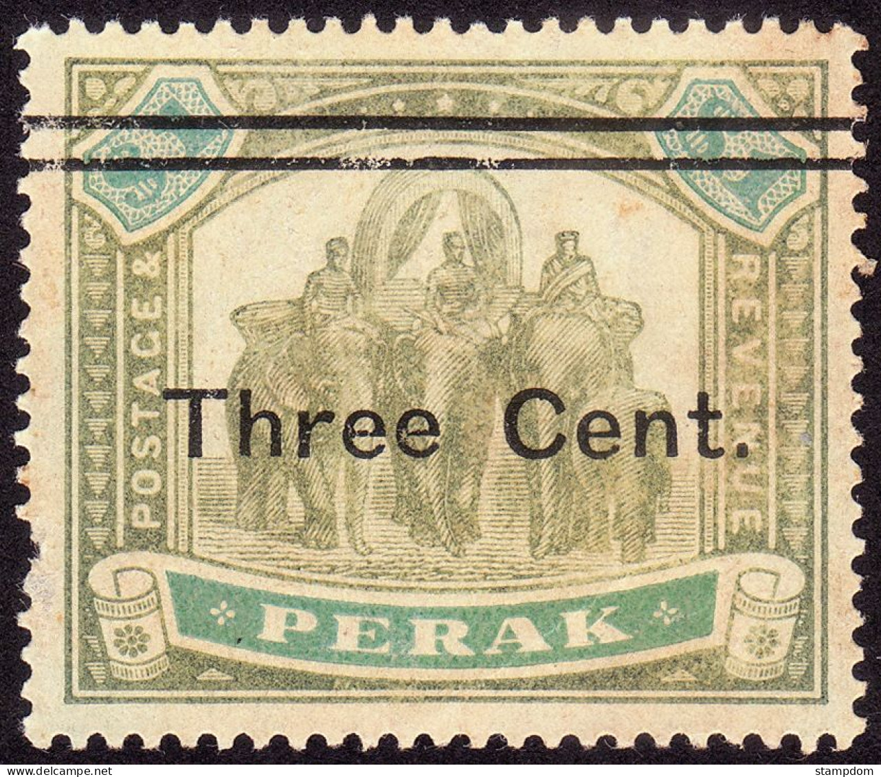 PERAK 1900 Surcharged 3c On $1 Sc#67 MNG @TE25 - Perak