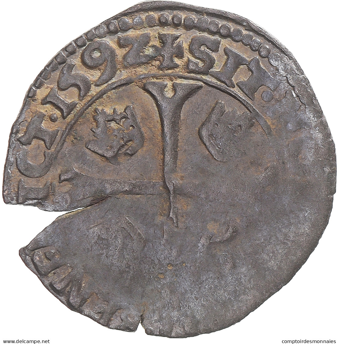 Monnaie, France, Charles X, Douzain Aux Deux C, 1592, TB, Billon, Gadoury:514 - 1589-1610 Enrique IV