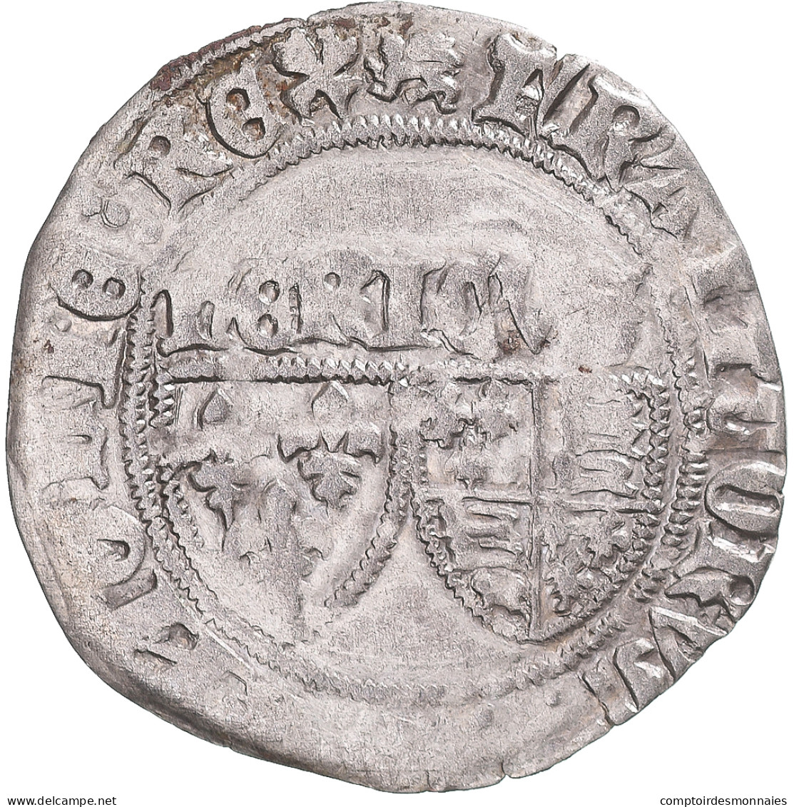 Monnaie, France, Henry VI, Grand Blanc Aux écus, 1422-1449, Rouen, TTB, Billon - 1422-1453 Hendrik VI Van Engeland