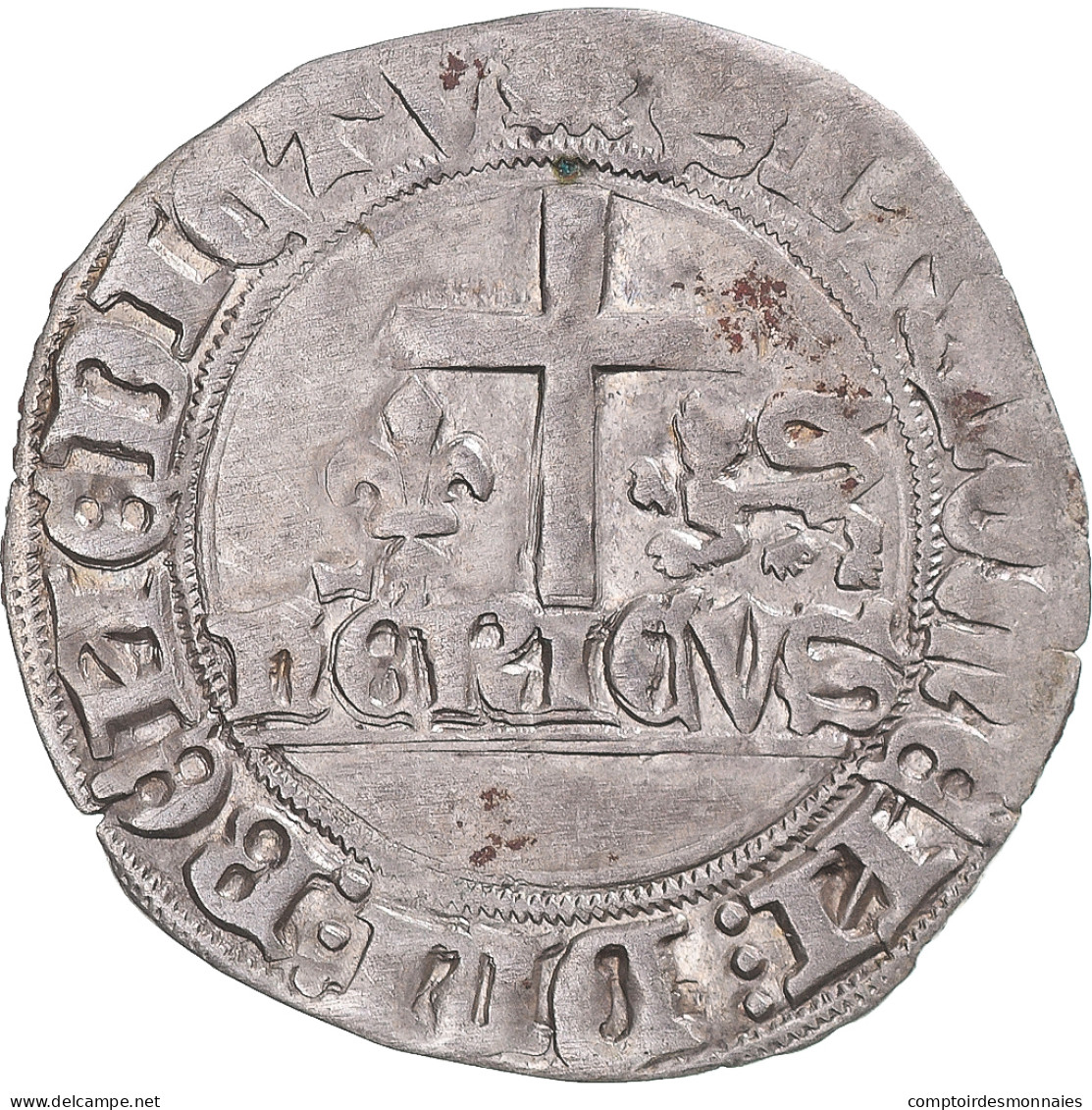 Monnaie, France, Henry VI, Grand Blanc Aux écus, 1422-1449, Rouen, TTB, Billon - 1422-1453 Hendrik VI Van Engeland