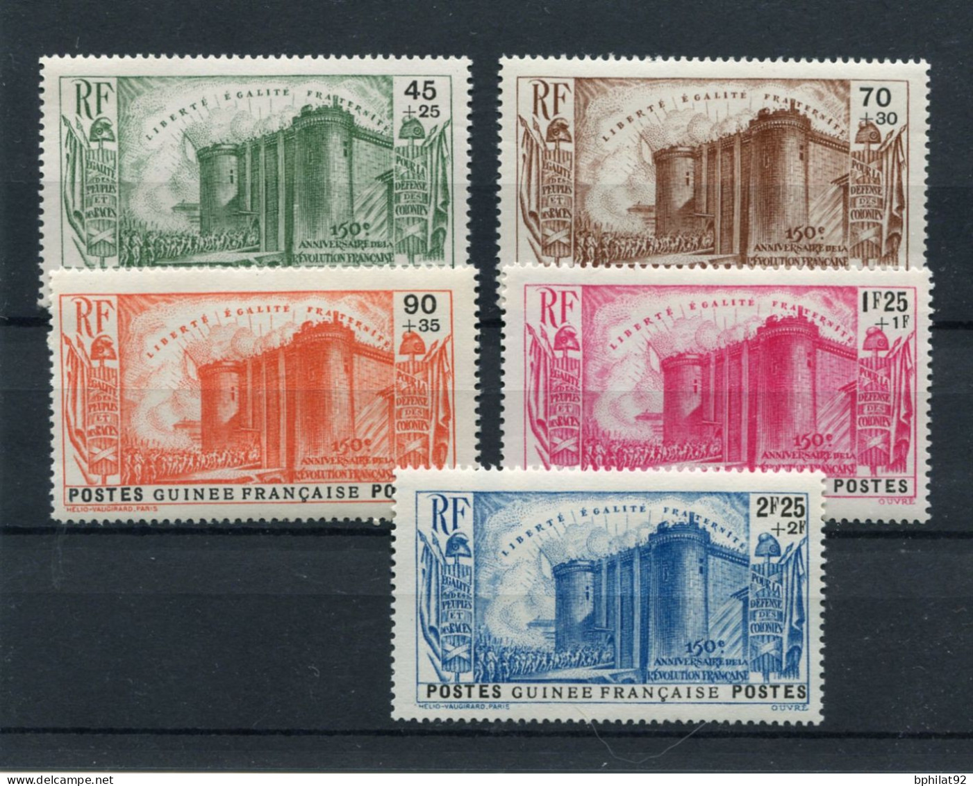 !!! GUINEE, SERIE BASTILLE N°153/157 NEUVE ** - Nuevos