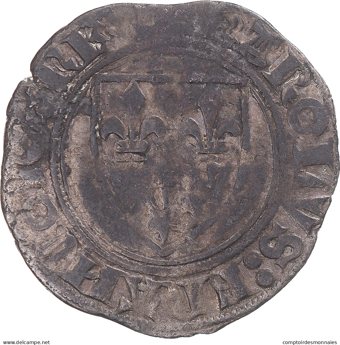 Monnaie, France, Charles VI, Blanc Guénar, Tournai, TB+, Billon, Duplessy:377 - 1380-1422 Charles VI Le Fol