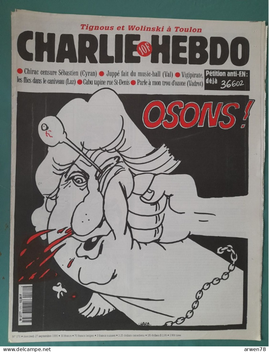CHARLIE HEBDO 1995 N° 171 OSONS - Humour